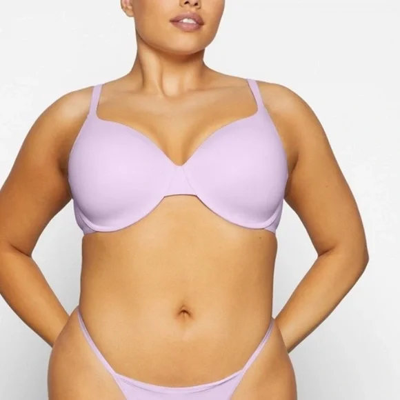 💜SKIMS FITS EVERYBODY SUGAR PLUM T SHIRT BRA 32DDD 44C 44D - Picture 3 of 4